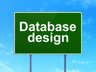 Software concept: Database Design on road sign background