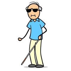 Blinder Senior mit Langstock