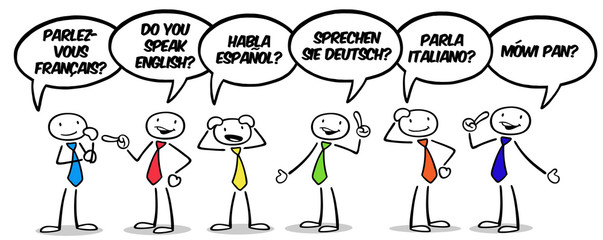 Geschäftsleute reden in verschiedenen Sprachen