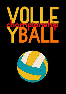 Volleyball typographic poster design with ball. Vector illustration.