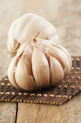 Garlic on the wooden background