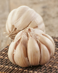 Garlic on the wooden background