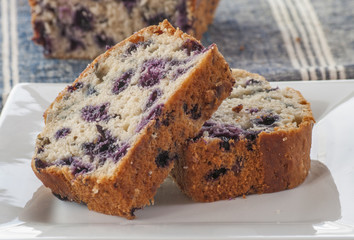 Home baked lemon cake with blueberries