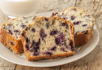 Home baked lemon cake with blueberries