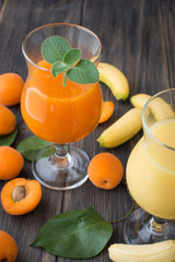Fresh apricot and banana juice