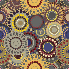 Seamless retro pattern with vivid colorful painted circles.