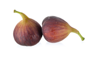 whole fresh fig with stem on white background