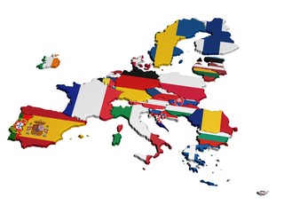 Karte von Europa in Landesfarben nur EU
