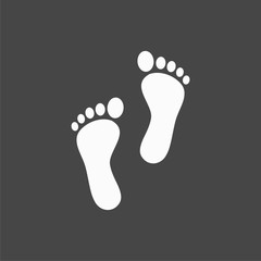 Two white man footprints isolated on black