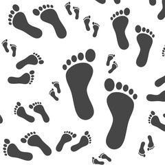 Footprints seamless pattern white background
