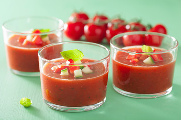 cold gazpacho soup in glass