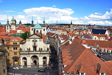 Naklejka na ściany i meble Prague City, Charles Bridge and around view, Czech Republic
