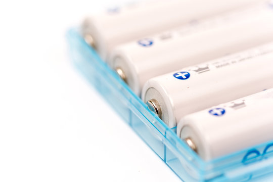 Package of aa battery on the white background