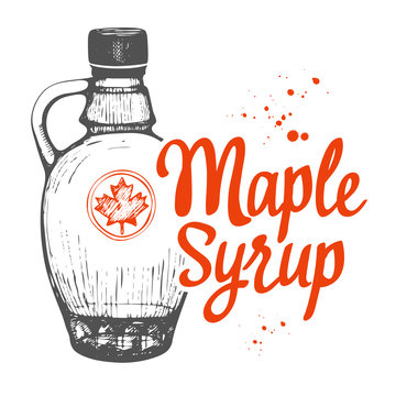 Canadian food in the sketch style. Maple syrup.
