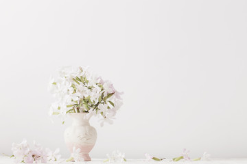 flowers in vase on white background