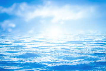 World environment day concept: Blurred beautiful clear sea water and blue sky background