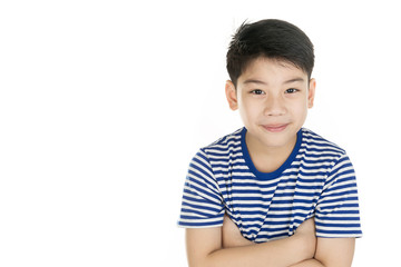 Portrait of asian happy boy smile face and looking at camera on