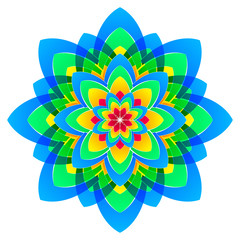 mandala flower, rainbow colors in circles, vector