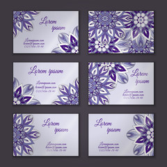 Business card collection. Vintage decorative elements. Islam, Arabic, Indian, ottoman motifs.