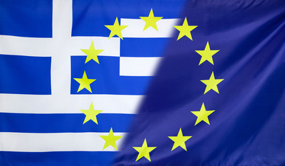 European Flag merged with Greece Flag