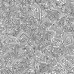 Seamless vector hand drawn maze from straight lines. Minimalistic background for your design