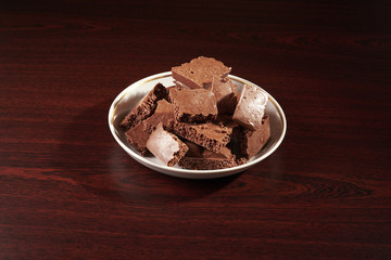 Chocolate slices on a plate
