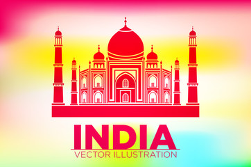 Stencil of the Taj Mahal on a sunset background. vector