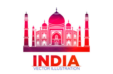 Stencil of the Taj Mahal on a sunset background. vector