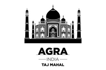 Agra Skyline with Typography Design vector