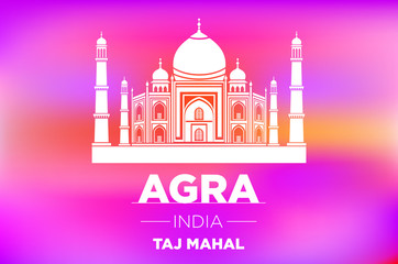 Taj Mahal in ight on pink sunrise vector