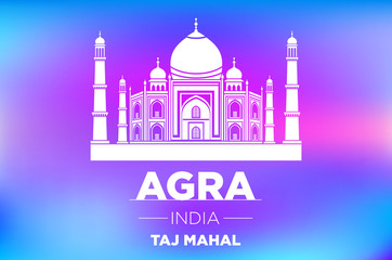 agra Taj Mahal india vector blue background