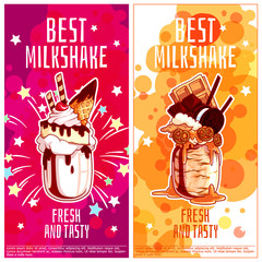 Two vertical orientation flyers for milkshakes.