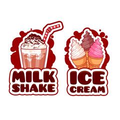 Two logo template for milkshake and ice cream.