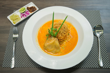 Khao Soi Kai,local food from North region of Thailand