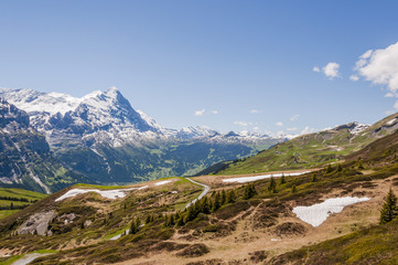 Grindelwald, Berner Oberland, Eiger, Eigernordwand, Kleine Scheidegg, Lauberhorn, Bergtal, First, Höhenweg, Grosse Scheidegg, Sommer, Schweiz
