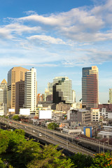 Fototapeta premium highway and more buildings in business zone of Bangkok Thailand