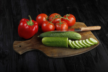 vegetables on wooden background