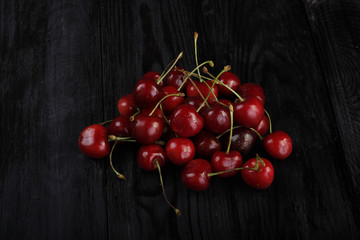 cherry on wooden background