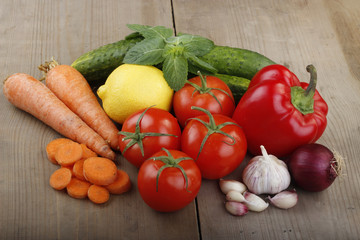vegetables on wooden background
