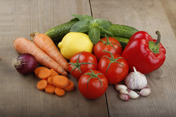 vegetables on wooden background
