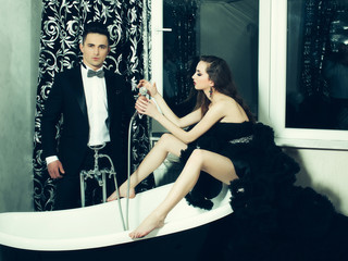 elegant couple in bath