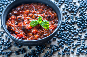 Bowl of black bean chili