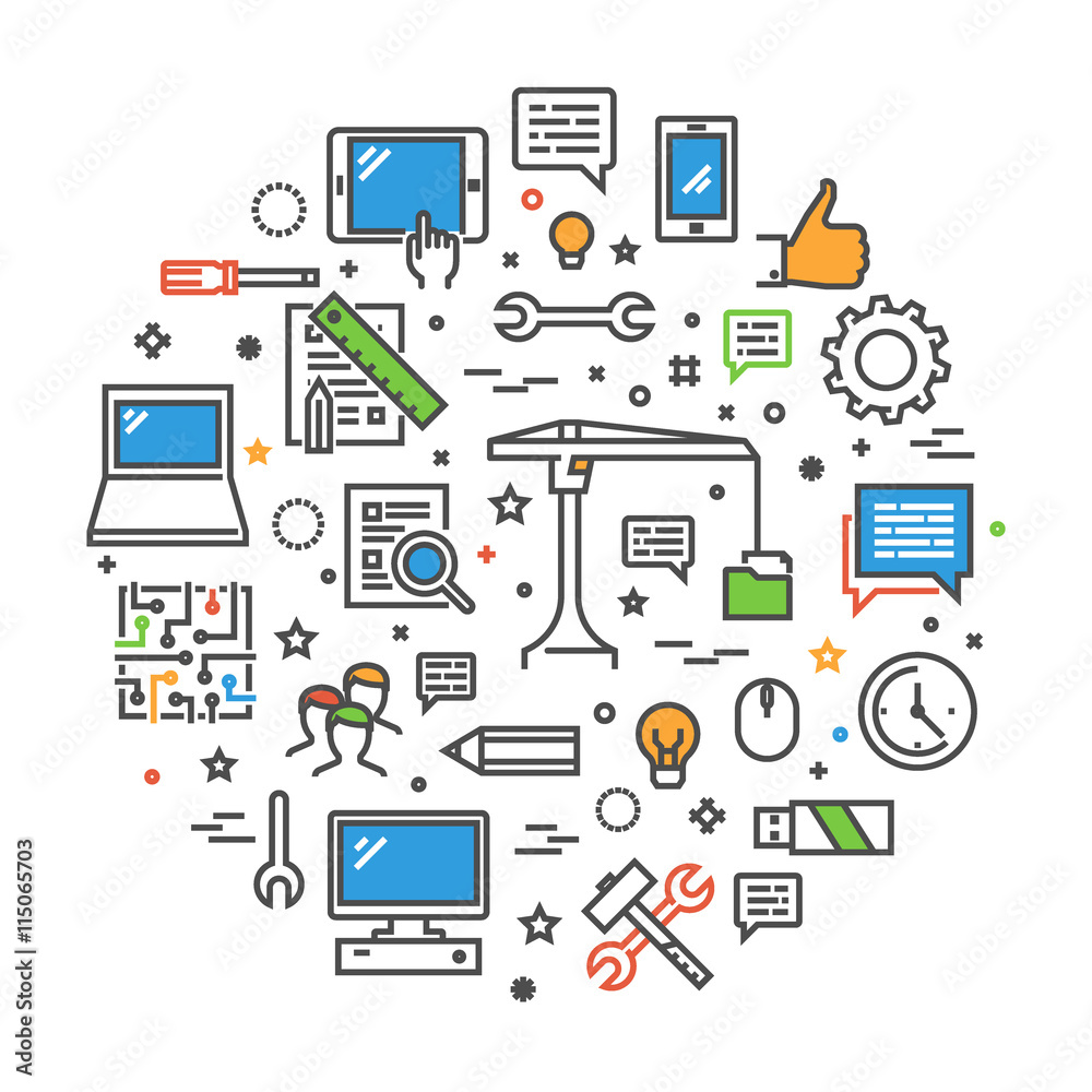 Wall mural vector line concept for application development