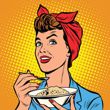 Woman with bowl of delicious cereal