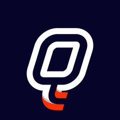 Fast speed two lines letter Q logo on black.