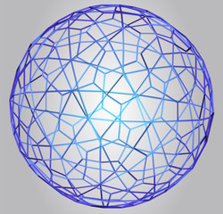 Vector sphere illustration. Empty inside, looks like 3d object with simple light. Simple graphic for web and print background. Hexagon cells