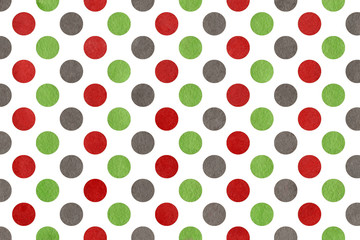 Watercolor green, dark red and grey polka dot background. © perekotypole