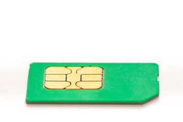 sim card for mobile phone closeup on white background