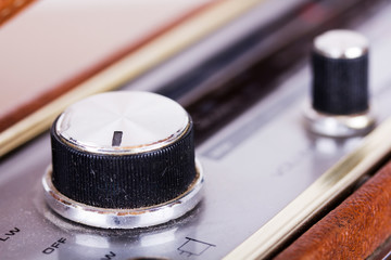 Close up of dials on a retro style radio