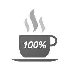 Coffee mug icon with    the text 100%